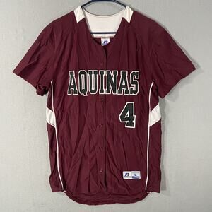 Russell Athletic Aquinas College Baseball Jersey #4 Red Mesh Mens Large